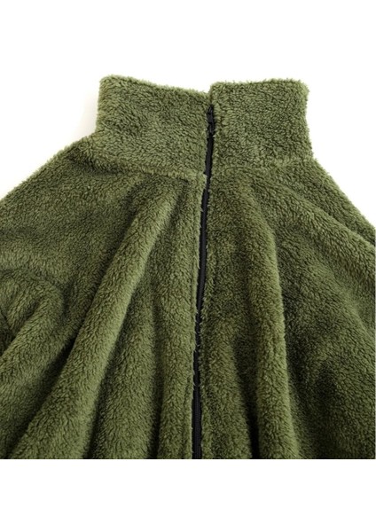 Kadın Oversize Peluş, Polar, Fermuarlı, Teddy Dik Yaka, Sıcak Tutucu Yumuşak Kışlık Ceket