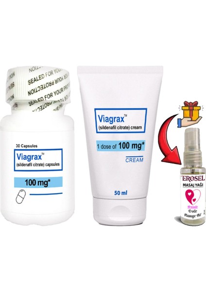 30LU Viagrax Kapsül + 50 ml Viagrax Krem: Erkeklerin Performanslarına Özel Set + Hediye Erosel Masaj Yağı