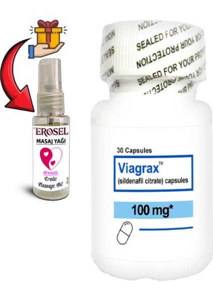 : Viagrax Erkeklerin Performanslarına Özel 30LU +Erosel Erotikmasaj Yağı Hediye