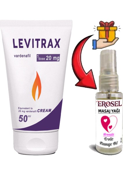 / Levitrax Cream Erkeklerin Performanslarına Özel 50 ml Krem + Hediye Erosel Erotikmasaj Yağı