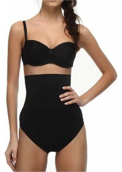 Kadın Siyah Kalça Kaldıran Silikon Belli Yüksek Bel Slip Korse