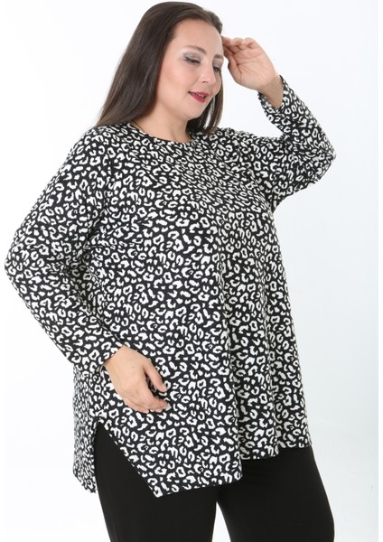 Kadın Yünlü Viskon Likralı Desenli Büyük Beden Tunik modelleri
