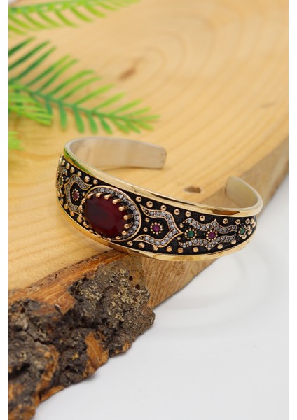 Yakut Taşlı Zirkon Süsleme Artuklu Model El Işi Gümüş Kadın Bilezik 201024467 indirimleri