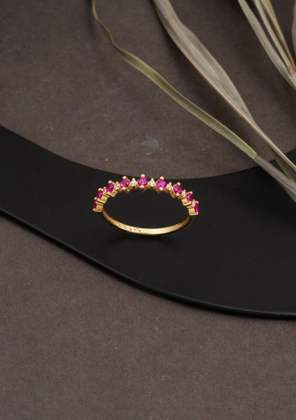 Yakut Işıltısı 14 Ayar Altın Yarımtur Yüzük modelleri