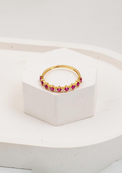 Yakut Işıltısı 14 Ayar Altın Yarımtur Yüzük fırsatları