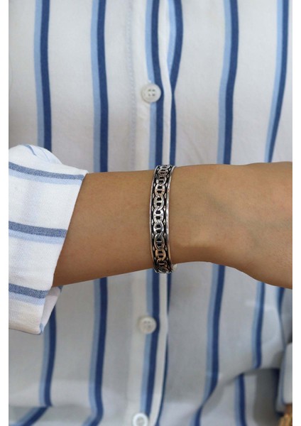 Zincir Işleme El Işçiliği 925 Ayar Gümüş Kadın Bilezik 201024511 indirimleri