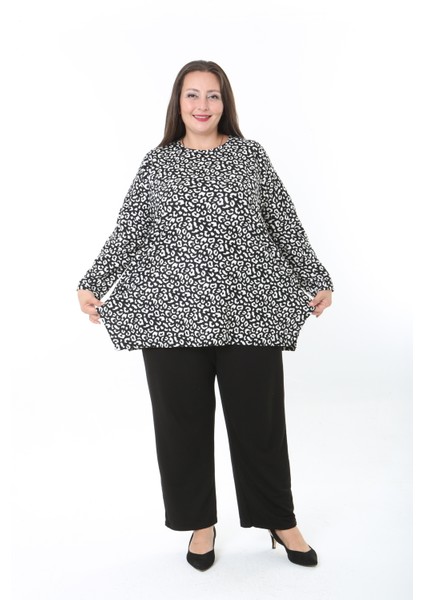 Kadın Yünlü Viskon Likralı Desenli Büyük Beden Tunik indirimleri