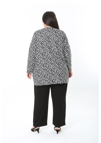 Kadın Yünlü Viskon Likralı Desenli Büyük Beden Tunik