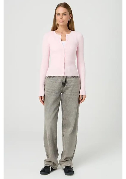 Pudra Düğmeli Uzun Kollu Kaşkorse Hırka MG2177