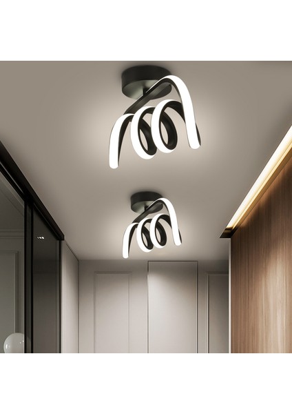 Burgu Siyah Tavana Sıfır 3 Renk Işıklı LED Avize modelleri