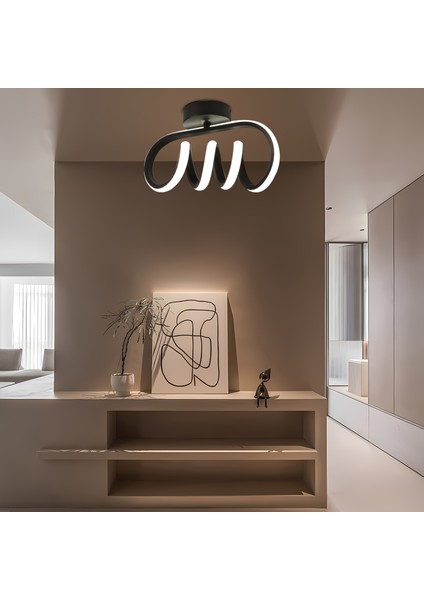 Burgu Siyah Tavana Sıfır 3 Renk Işıklı LED Avize fırsatları