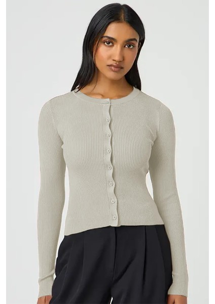 Bej Düğmeli Uzun Kollu Kaşkorse Hırka MG2177