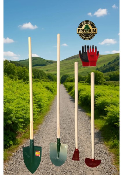 Bahçe Set Kürek Tırmık Üçgen Çapa Saplı 1 Adet Eldiven