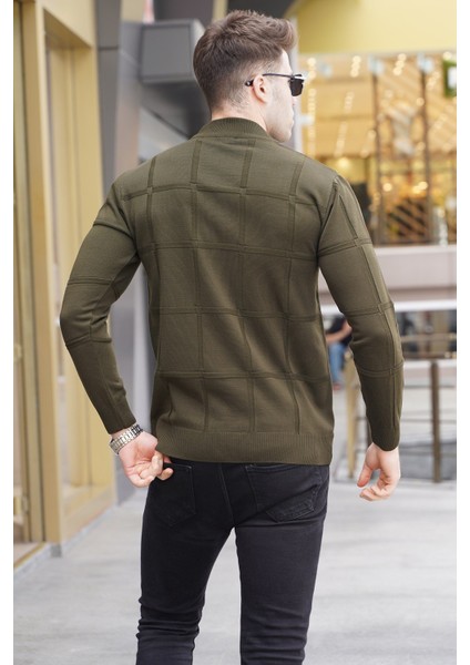 Haki Renkli Yarım Balıkçı Yaka Triko Kazak Erkek Uzun Kol Fitted Kesim fiyatları