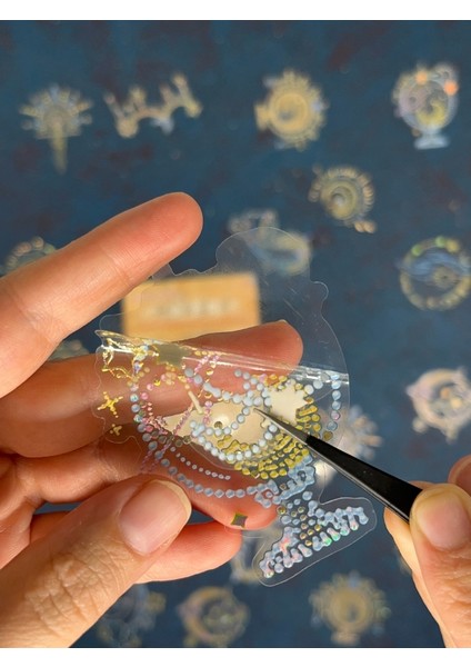 20 Adet 3D Kristal Işıltılı Inci Serisi Sarı Paket Sticker Seti / Etiket / Çıkartma / Su Geçirmez indirimleri
