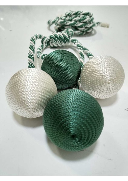 4 Toplu El Sarım Zümrüt - Krem (225) Tül Perde Fon Kruvaze Tavan Bağlama