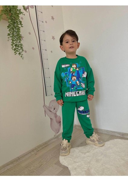 Cg Kids Minecraft Baskılı 3 Iplik Erkek Çocuk Alt Üst Süper Tarz Takım