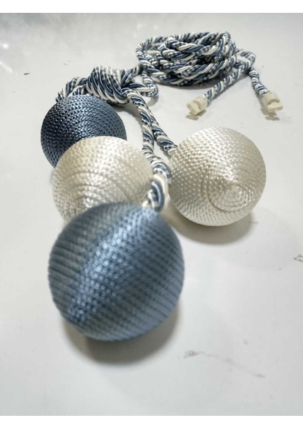 4 Toplu El Sarım Indigo-Krem (234) Tül Perde Fon Kruvaze Tavan Bağlama