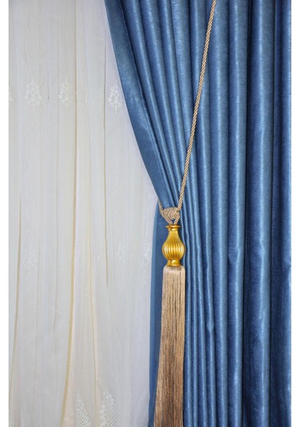 Fon Perde Tavan Bağlama Püsküllü Braçol Kornişe Takmatik Ipli Tavan Perde Aksesuar Vizon