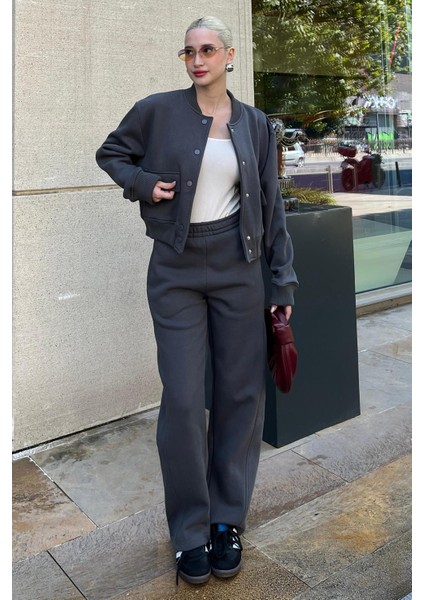 Füme Bisiklet Yaka Ceket Alt Üst Eşofman Takımı MG2182 fırsatları