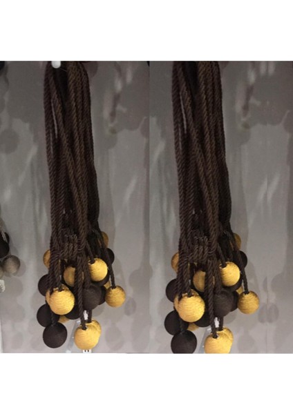 4 Top Tavan Braçol Perde Bağı Perde Aksesuarı Kahverengi Hardal AK09 fiyatları