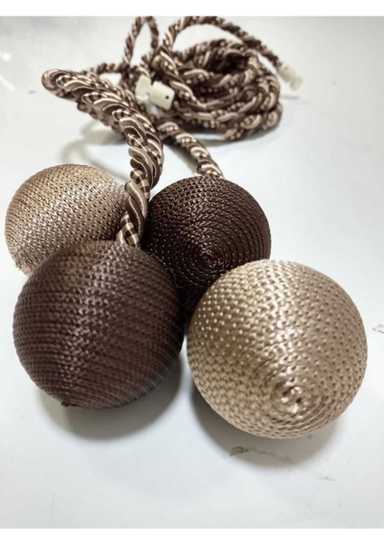 4 Toplu El Sarım Kahverengi - Vizon (209) Tül Perde Fon Kruvaze Tavan Bağlama