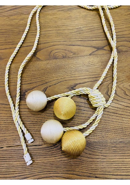 Modern Sarım 4 Toplu Braçol Kornişe Takmatik Ipli Tavan Perde Aksesuarı Gold Krem