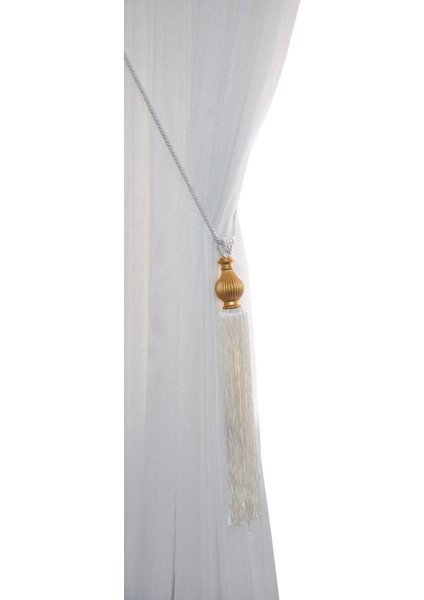 Beyaz Altın Fon Perde Tavan Bağlama | Püsküllü Braçol | Kornişe Takmatik Ipli Perde Aksesuarı fiyatları