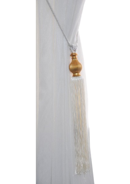 Beyaz Altın Fon Perde Tavan Bağlama | Püsküllü Braçol | Kornişe Takmatik Ipli Perde Aksesuarı modelleri