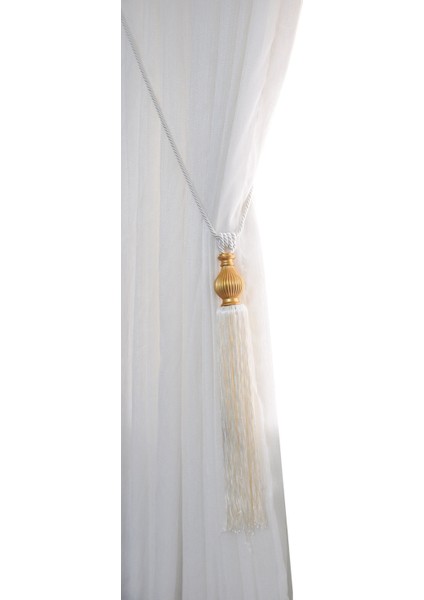 Beyaz Altın Fon Perde Tavan Bağlama | Püsküllü Braçol | Kornişe Takmatik Ipli Perde Aksesuarı fırsatları