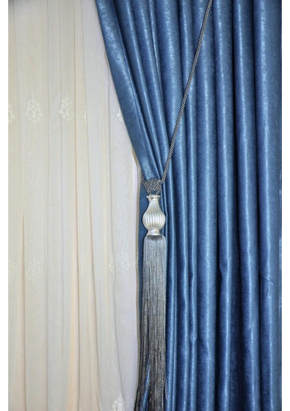 Fon Perde Tavan Bağlama Püsküllü Braçol Kornişe Takmatik Ipli Tavan Perde Aksesuar Füme