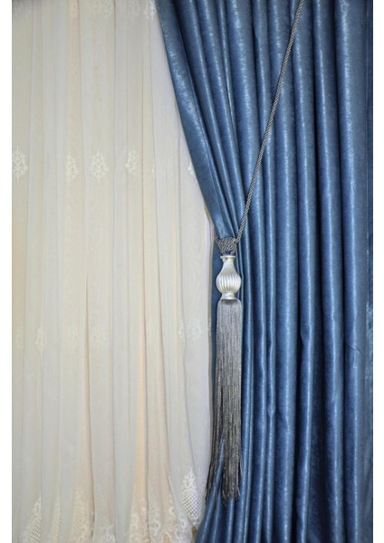 Fon Perde Tavan Bağlama Püsküllü Braçol Kornişe Takmatik Ipli Tavan Perde Aksesuar Füme