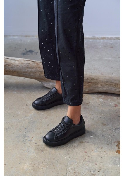 Hole Simsiyah Deri Hakiki Deri Kadın Spor Ayakkabi fırsatları