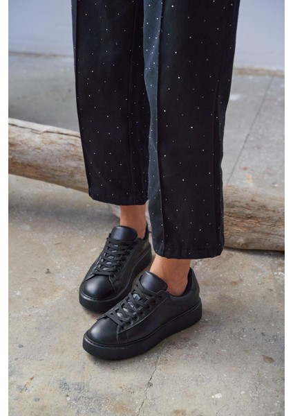 Hole Simsiyah Deri Hakiki Deri Kadın Spor Ayakkabi indirimleri