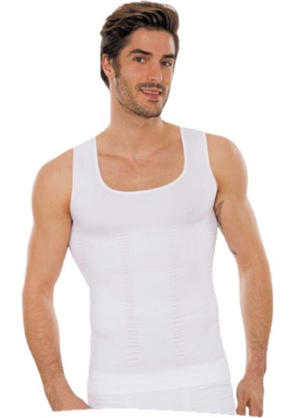 Erkek Korse Atlet Tipi Toparlayıcı Göbek Incelten Beyaz Woostilim