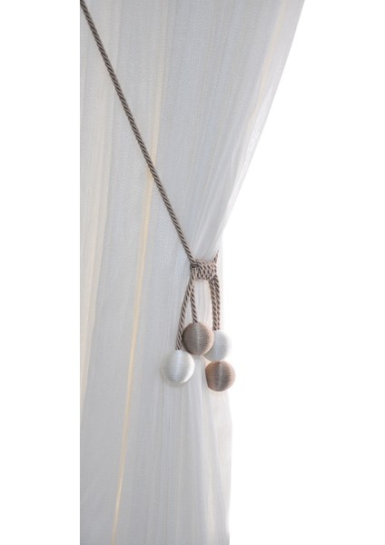 Modern Sarım 4 Toplu Braçol Kornişe Takmatik Ipli Tavan Perde Aksesuar Bej-Beyaz