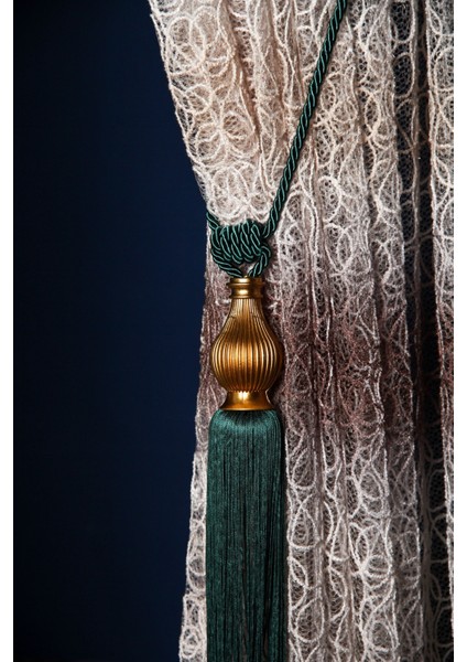 Yeni Moda Perde Aksesuarı Püskül Model Braçol Perde Toplayıcı Zümrüt