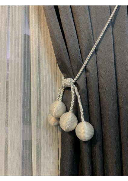 Modern Sarım 4 Toplu Braçol Kornişe Takmatik Ipli Tavan Perde Aksesuar Krem 4 Toplu