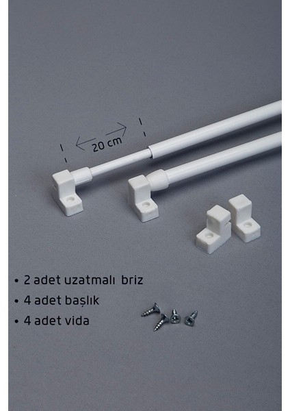 60 - 80 cm Ayarlanabilir Briz Çubuğu 2 Adet Alüminyum Perde Borusu 4 Adet Başlık fiyatları