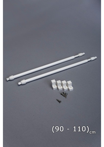 80 - 100 cm Ayarlanabilir Briz Çubuğu 2 Adet Alüminyum Perde Borusu 4 Adet Başlık