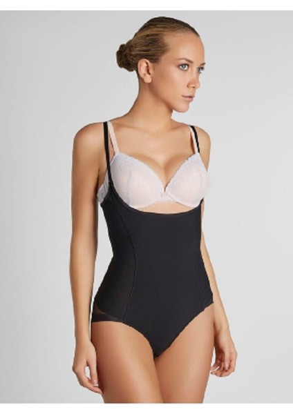 Kadın Siyah Göğüs Altı Çıtçıtlı Body Korse 5021