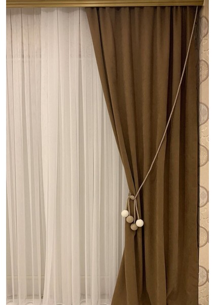 4 Top Tavan Braçol Perde Bağı Perde Aksesuarı Antrasit Gri Hardal Sarı AK06 fırsatları