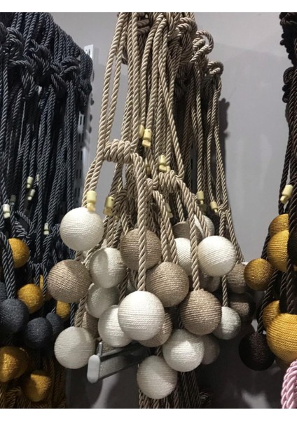 4 Top Tavan Braçol Perde Bağı Perde Aksesuarı Bej Krem Rengi AK07 fiyatları