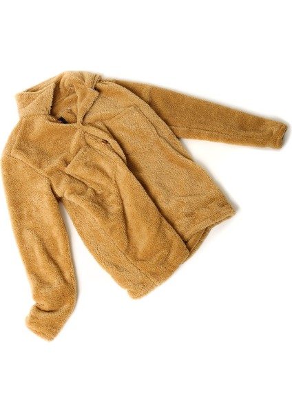 Kadın Slimfit Peluş, Polar, Düğmeli, Teddy Gömlek Yaka, Cepli, Sıcak Tutucu Yumuşak Kışlık Ceket fırsatları