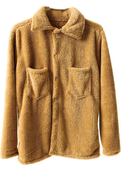 Kadın Slimfit Peluş, Polar, Düğmeli, Teddy Gömlek Yaka, Cepli, Sıcak Tutucu Yumuşak Kışlık Ceket indirimleri