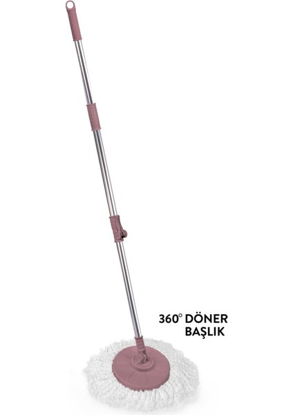 F139 Balerina Otomatik Sıkma Temizlik Seti, Döner Başlıklı Mikrofiber Temizlik Mop Seti Pembe modelleri