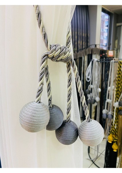 Modern Sarım 4 Toplu Braçol Kornişe Takmatik Ipli Tavan Perde Aksesuarı Gold Krem