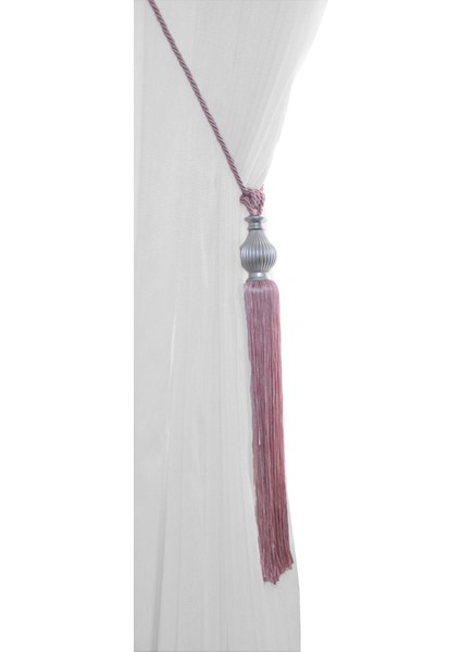 Pembe Gri Fon Perde Tavan Bağlama | Püsküllü Braçol | Kornişe Takmatik Ipli Perde Aksesuarı fiyatları