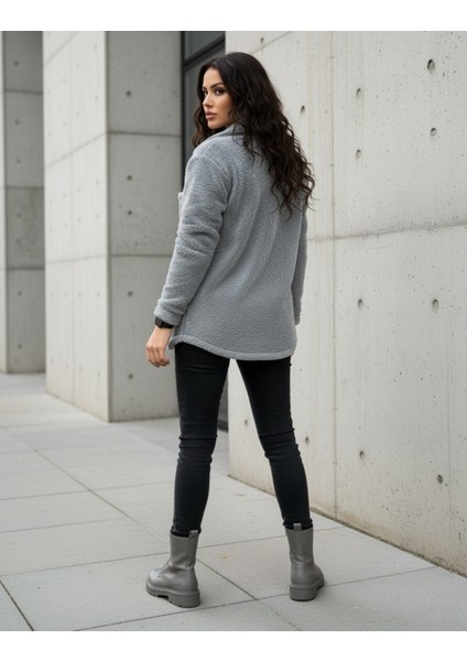 Kadın Slimfit Peluş, Polar, Düğmeli, Teddy Gömlek Yaka, Cepli, Sıcak Tutucu Yumuşak Kışlık Ceket fiyatları