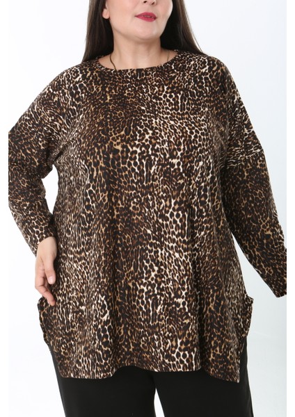 Kadın Yünlü Viskon Likralı Desenli Büyük Beden Tunik fiyatları